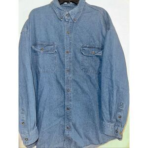 VTG Key Cowboy Work Shirt 3XL Regular Blue Jean Denim button Long Sleeve